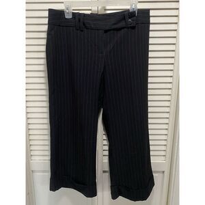 Ingredients Pinstripe Black/Pink Crop‎ Cuffed Wide Leg Pants Size 12 High Rise
